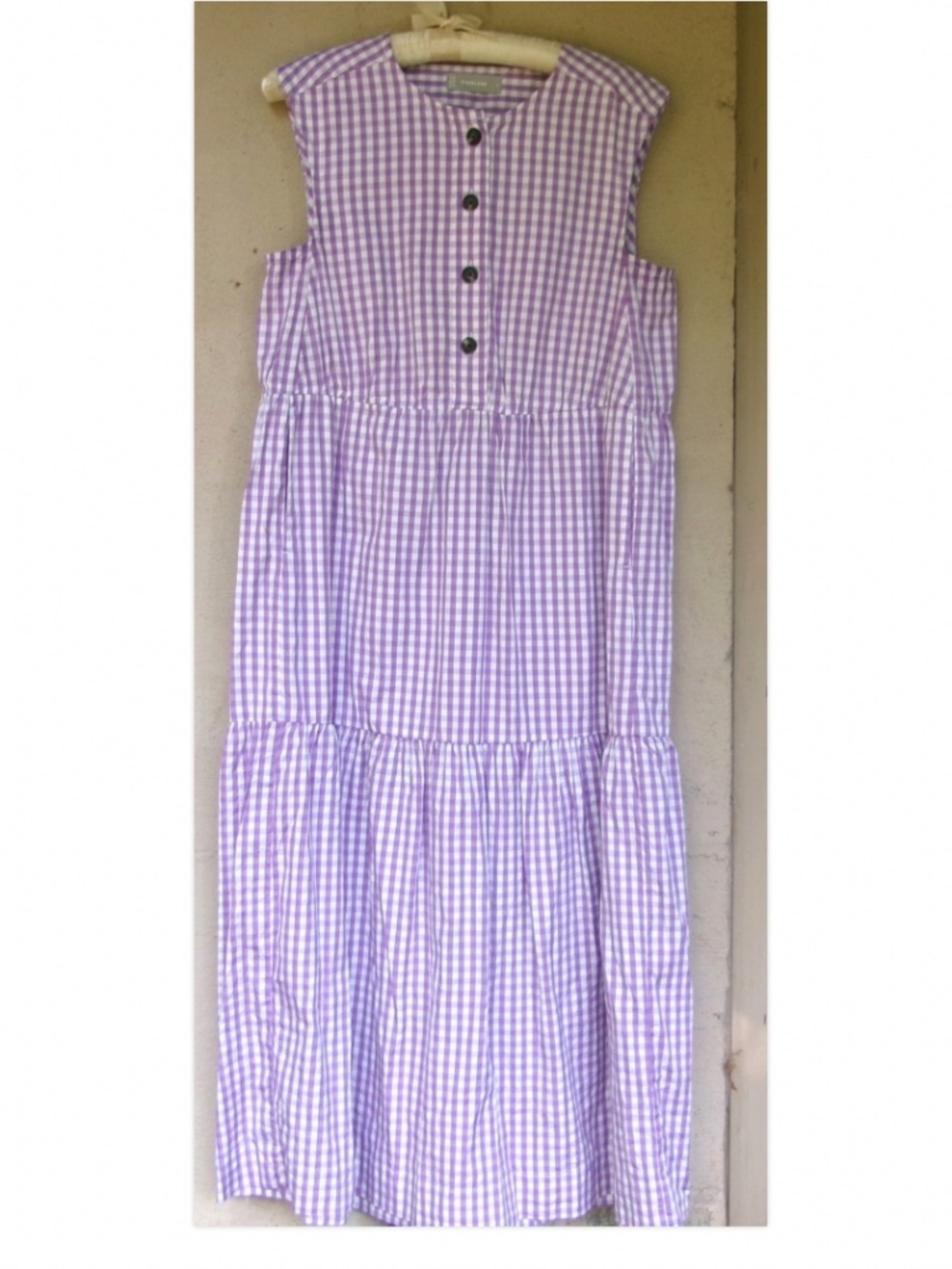 Everlane 'The Tiered Midi Dress' in Orchid Gingham Pockets